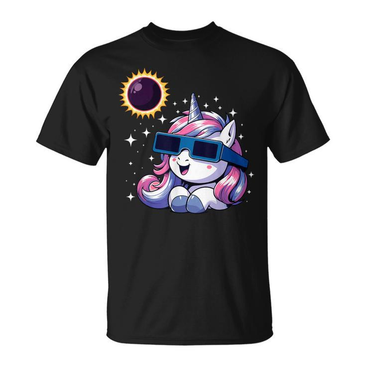 Solar Eclipse 2024 Unicorn Wearing Eclipse Glasses T-Shirt