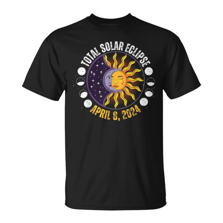 Solar Eclipse 8-4-2024 Eclipse With Sun Crescent Moon T-Shirt
