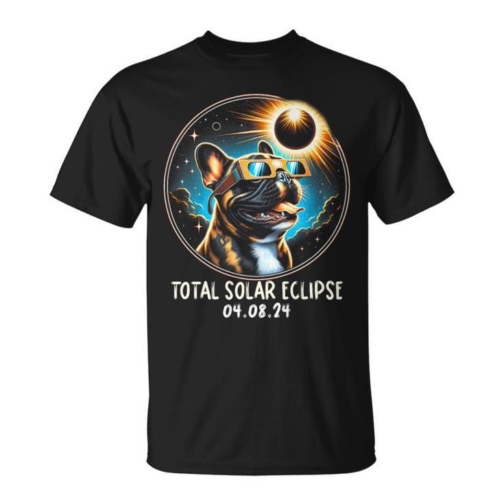 Solar Eclipse French Bulldog Wearing Glasses April 8 2024 T-Shirt