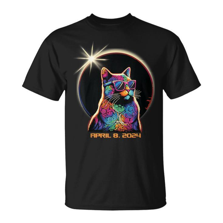 Solar Eclipse 2024 Cat Wearing Solar Eclipse Glasses T-Shirt