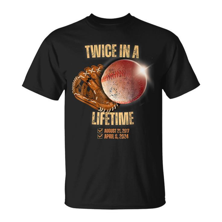 Solar Eclipse Baseball Twice In Lifetime 2024 T-Shirt