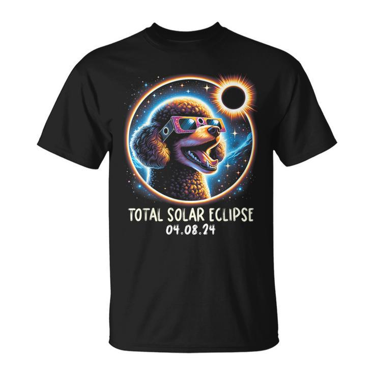Solar Eclipse Poodle Wearing Glasses Pet April 8 2024 T-Shirt