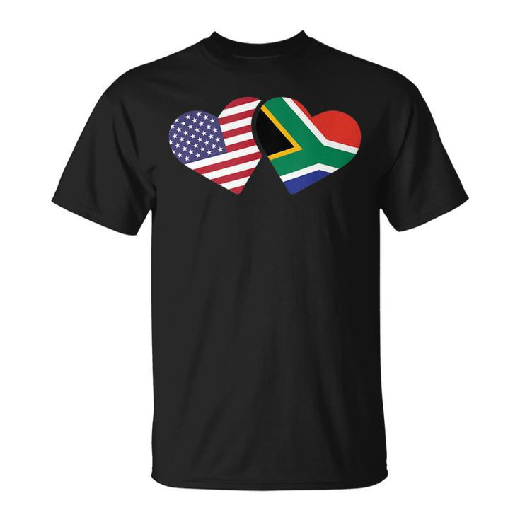 South Africa Usa Flag Heart South African American T-Shirt