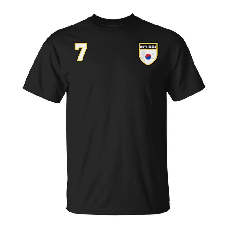 South Korea Number 7 Soccer Flag Football Seven Korean T-Shirt