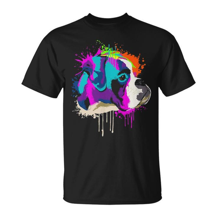 Splash Art Boxer Dog Owner Idea Dog T-Shirt