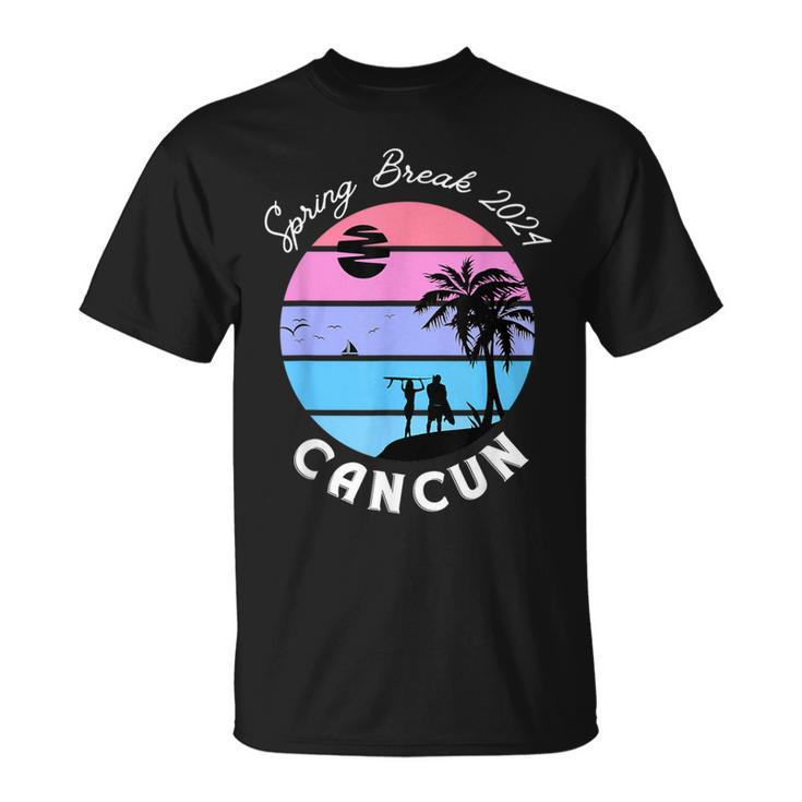 Spring Break 2024 Cancun Mexico Beach Retro Surf Vacation T-Shirt
