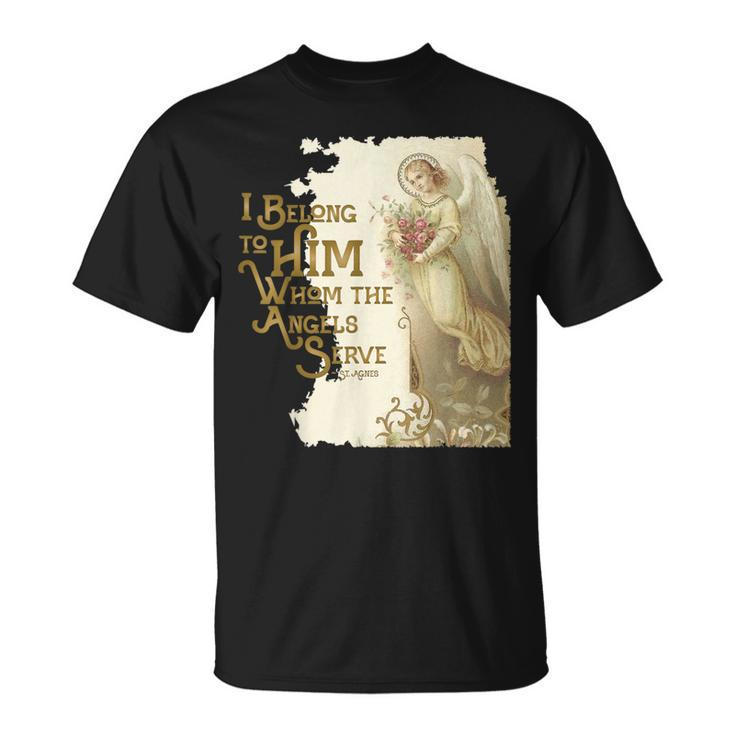 St Agnes Of Rome Whom The Angels Serve Vintage Catholic T-Shirt