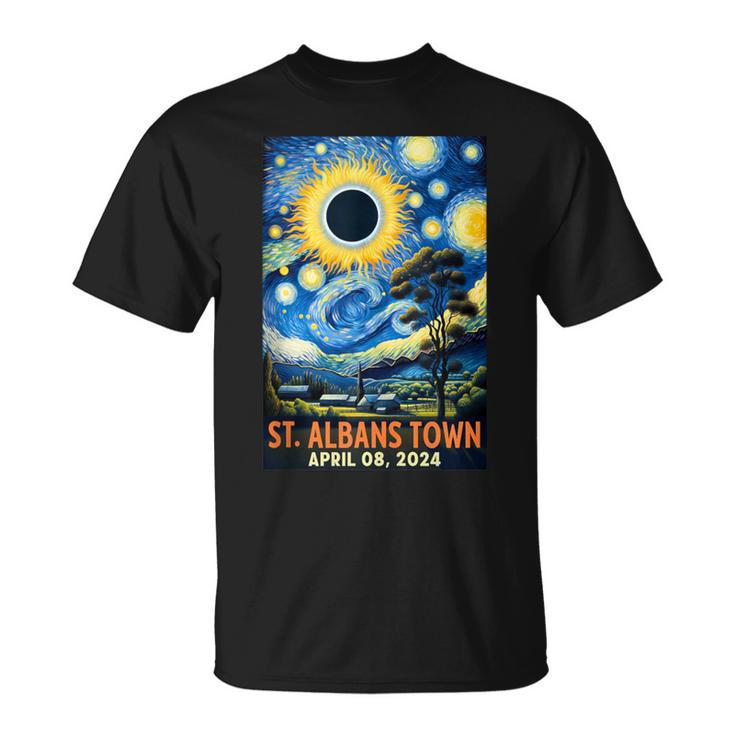 St Albans Town Vermont Total Solar Eclipse 2024 Starry Night T-Shirt