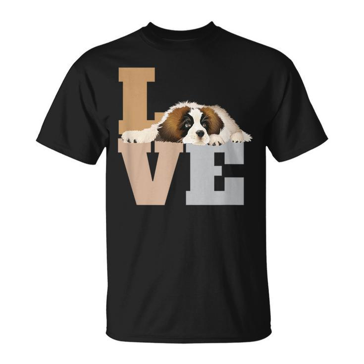 St Bernard Lazy Puppy Dog Slobbers On Word Love T-Shirt
