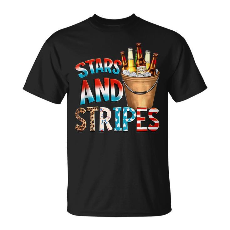 Stars And Stripes Beer Drinking 4Th Of July Independence Day T-Shirt