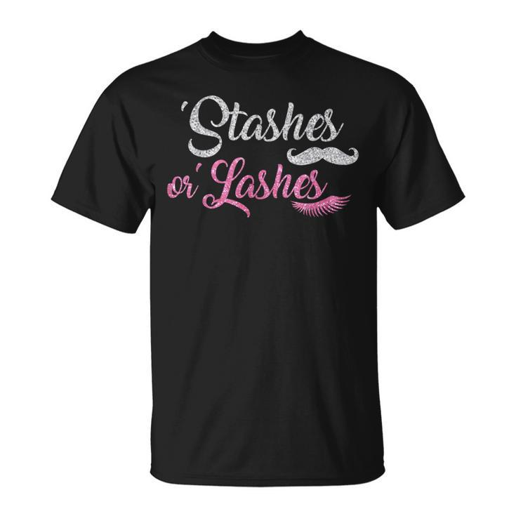 Stashes Or Lashes Baby Gender Shower Reveal T T-Shirt