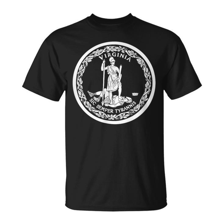 State Flag Of Virginia Seal White Roanoke Richmond Norfolk T-Shirt