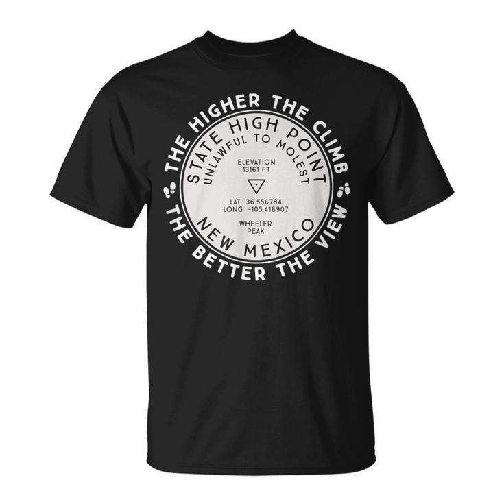 State High Point New Mexico Wheeler Peak Hiking T-Shirt