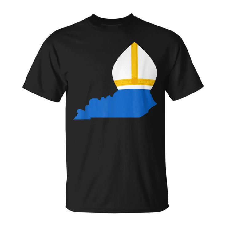 State Of Kentucky With Pope Hat T-Shirt