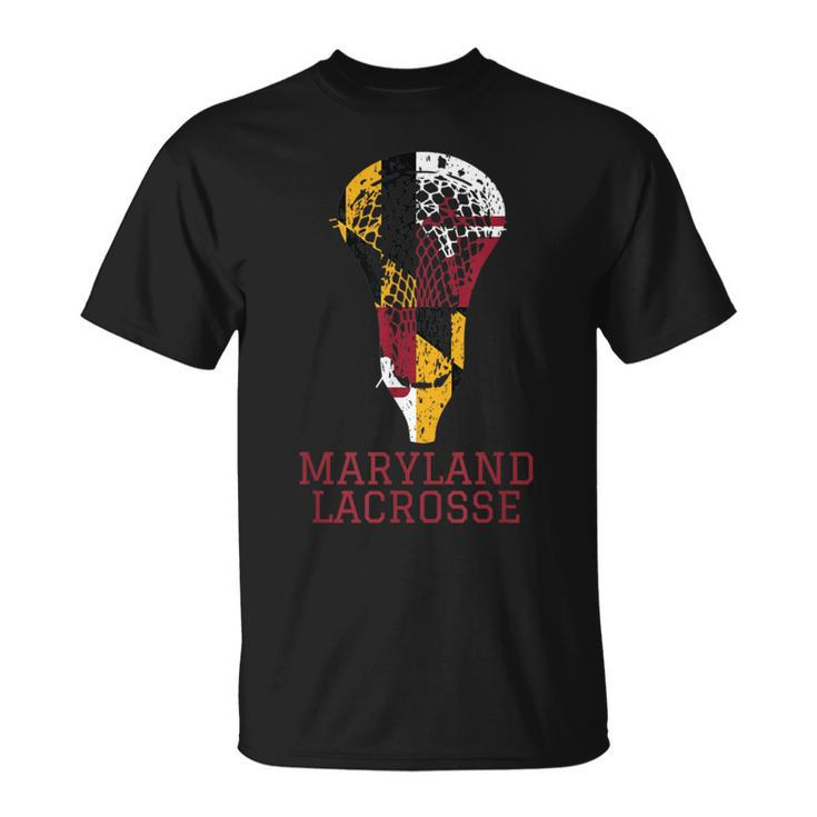 State Of Maryland Flag Lacrosse Team Player Lax Coach T-Shirt