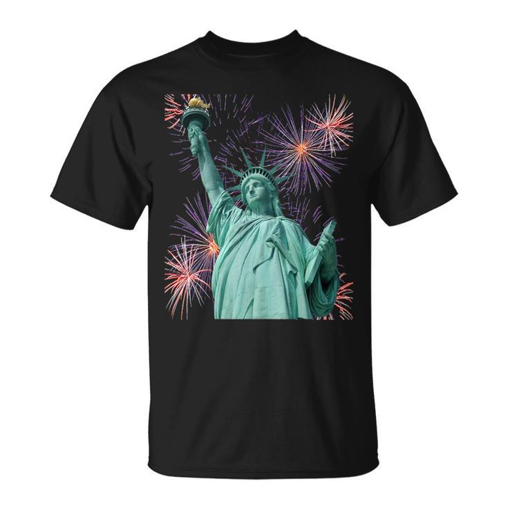 Statue Of Liberty Firework And Freedom Patriotic T-Shirt