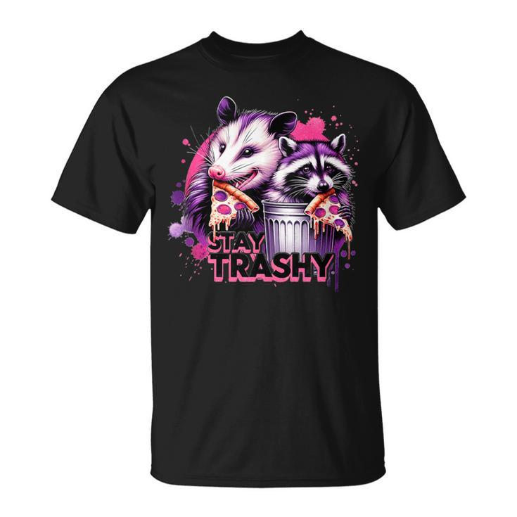 Stay Trashy Raccoon And Opossum Meme Sarcastic T-Shirt