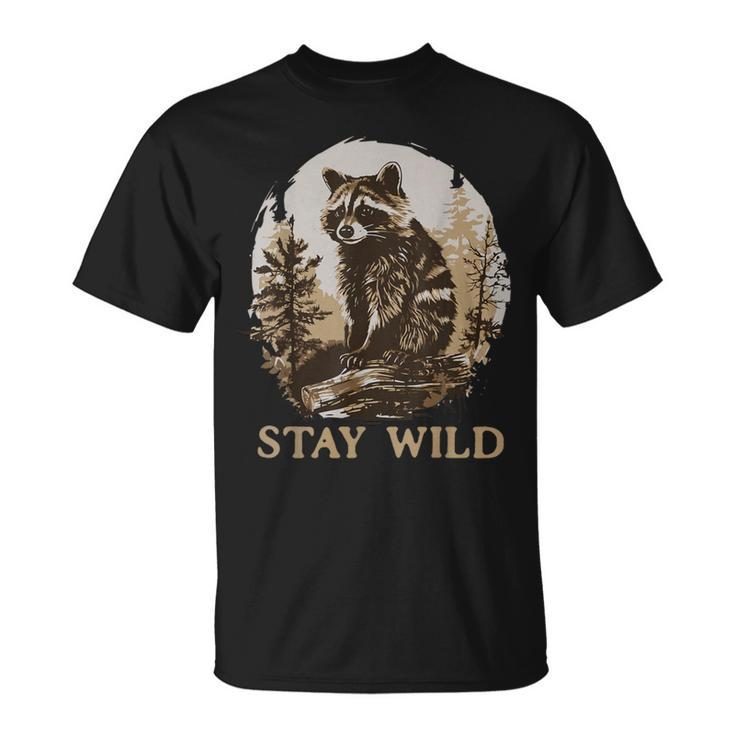 Stay Wild Cottagecore Aesthetic Raccoon Lover Vintage Racoon T-Shirt