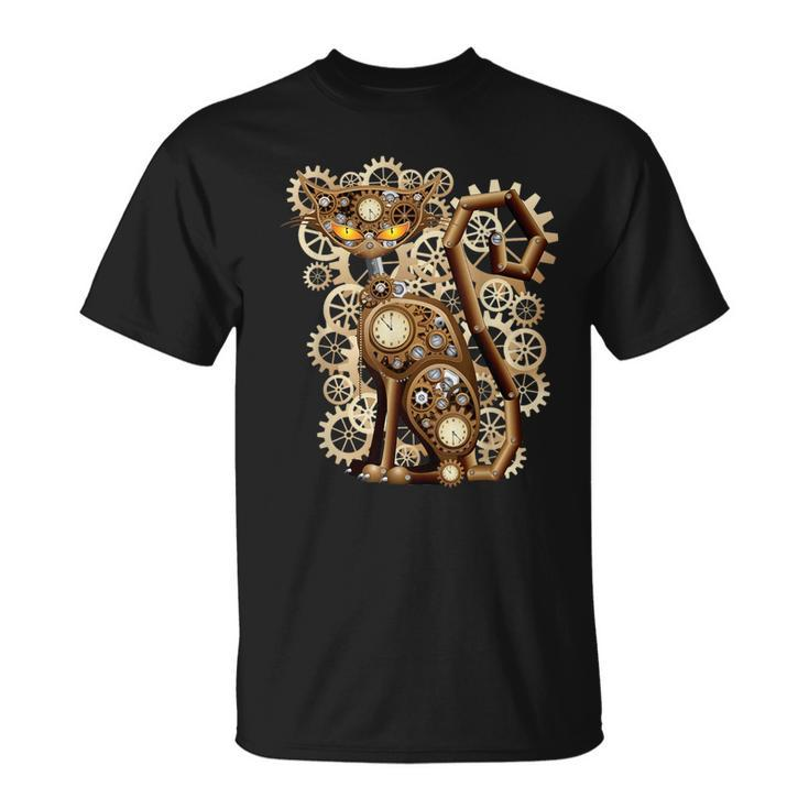 Steampunk Vintage Clockwork Cat T-Shirt