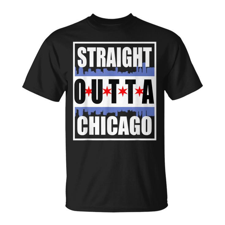 Straight Outta Chicago Chitown Flag Skyline Chi Town T-Shirt