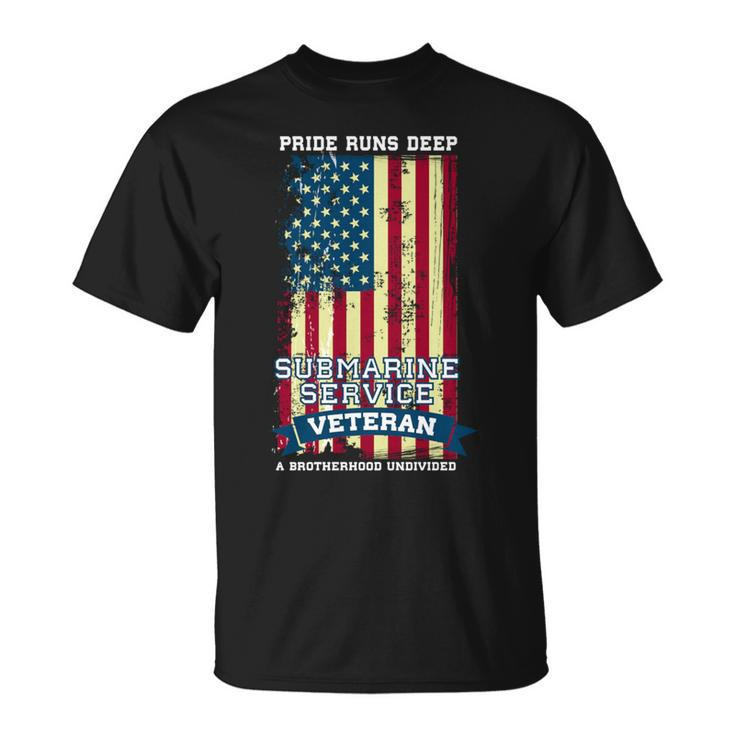 Submarine Service Veteran American Flag T-Shirt