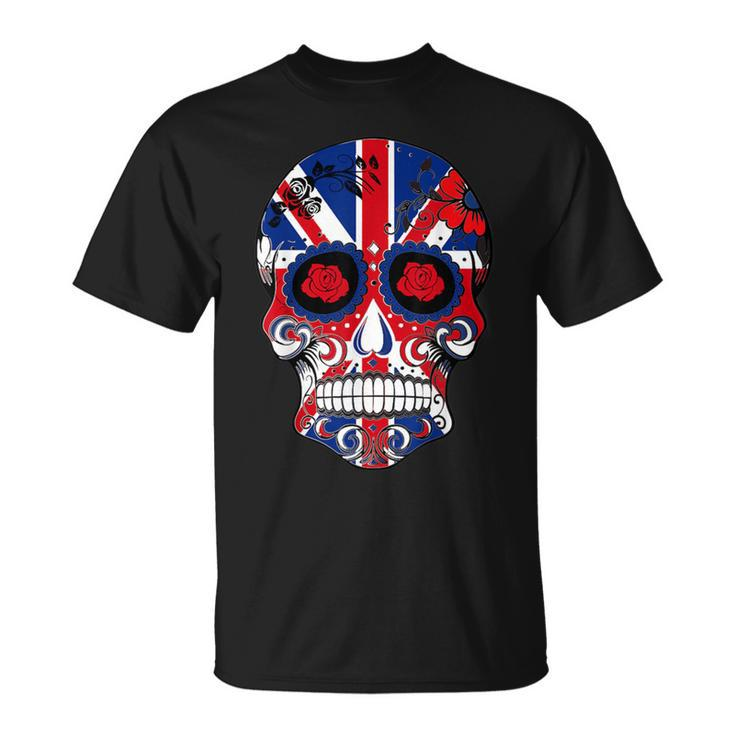 Sugar Skull Union Jack Flag T-Shirt