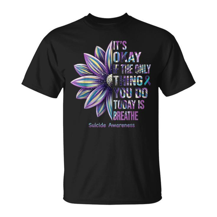 Suicide Prevention Awareness Teal Ribbon And Sunflower T-Shirt