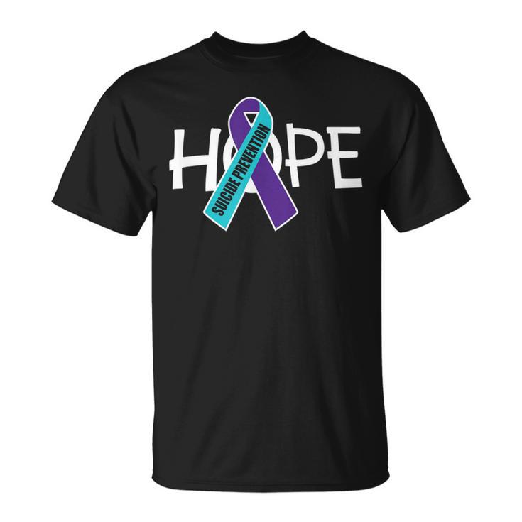 Suicide Prevention Purple Turquoise Ribbon Hope T-Shirt