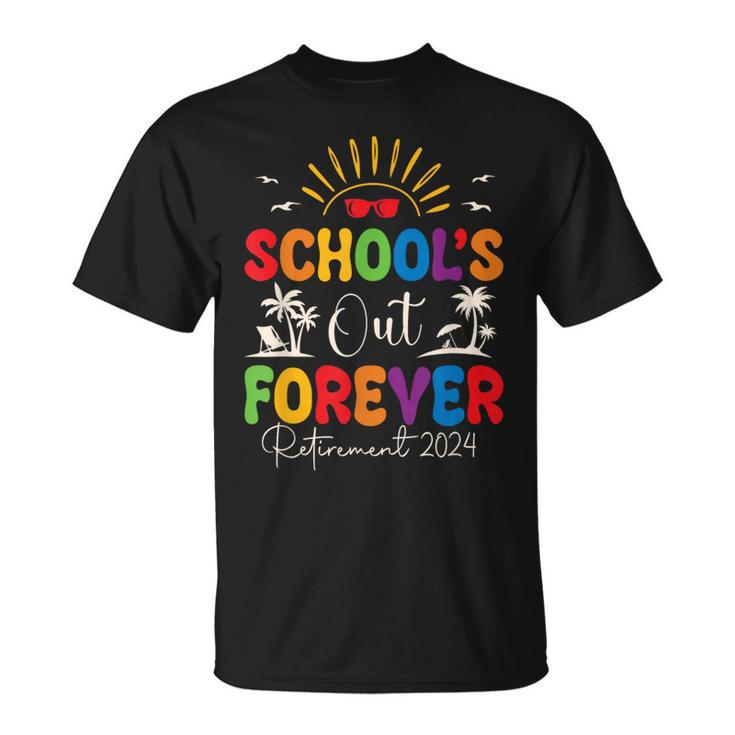 Summer Vacation Retro School's Out Forever Retirement 2024 T-Shirt