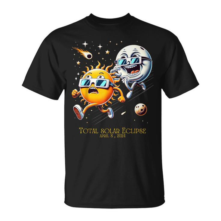 Sun Flees Moon Eclipse Chase Total Solar Eclipse 8-4-2024 T-Shirt