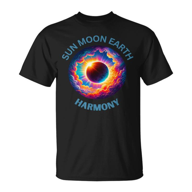 Sun Moon Earth Harmony Eclipse 2024 T-Shirt