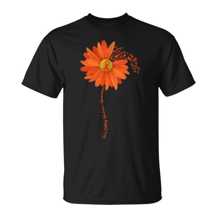 Sunflower N Dating Violence Awareness Orange Ribbon T-Shirt