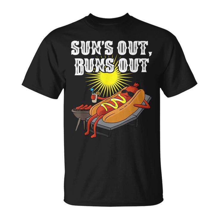 Suns Out Hot Dog Buns Out Sausage Bbq Food Barbecue T-Shirt