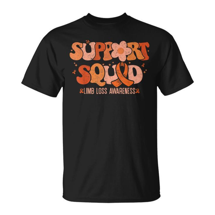 Support Squad Limb Loss Awareness Orange Ribbon Groovy T-Shirt