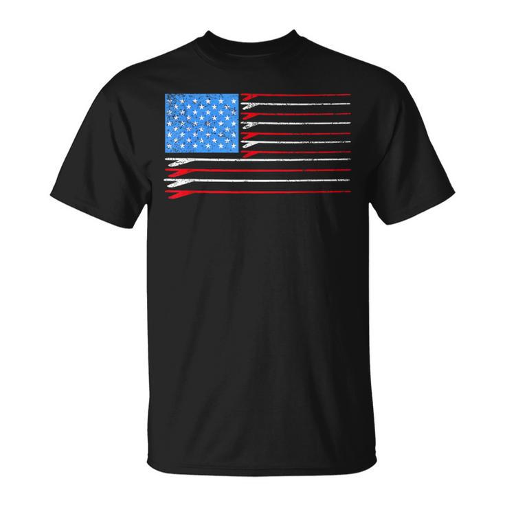 Surf Board American Flag Cool July 4Th For Surfers T-Shirt