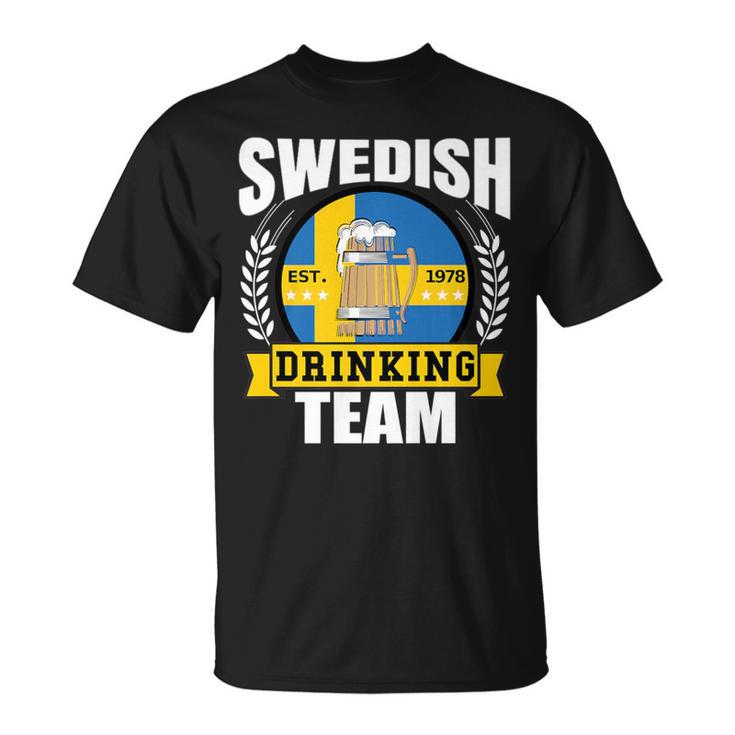 Swedish Drinking Team Sweden Flag Beer Party Idea T-Shirt