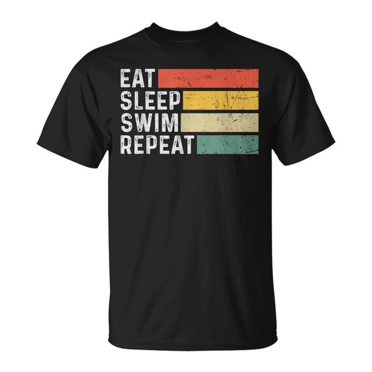 Swimming Swimmer Retro Vintage Eat Sleep Swim Repeat T-Shirt