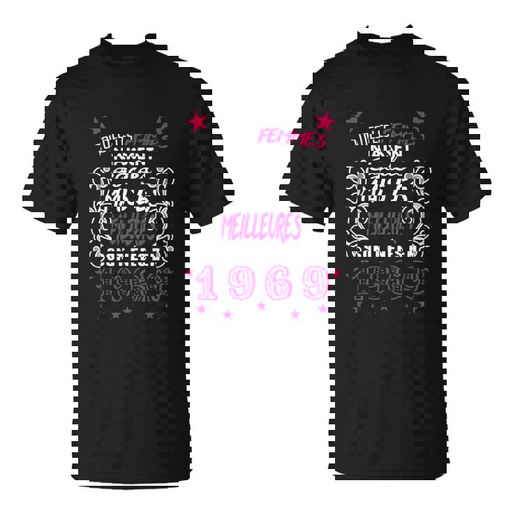 T-shirt Vintage 1969 pour Femme, Design Rétro Imprimé Cadeauxyz