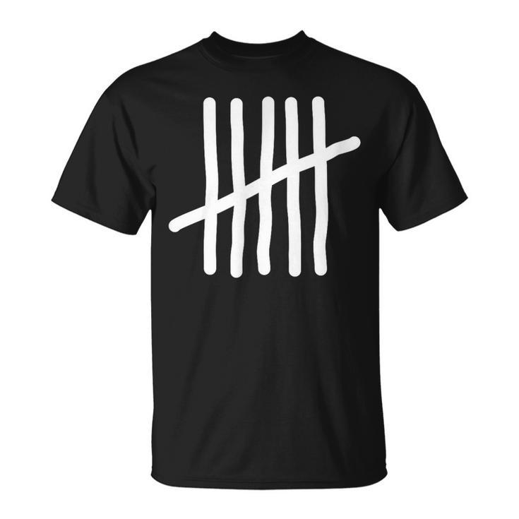 Tally Marks Hash Marks Lines Characters Five Six Math T-Shirt