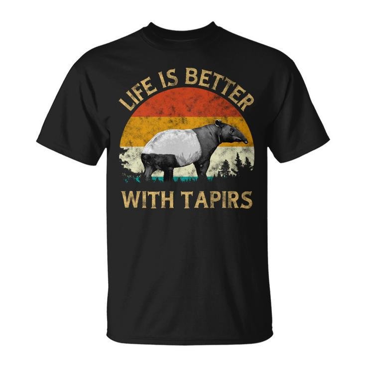 Tapir Lover Retro Vintage Tapir Sunset Tree Life With Tapirs T-Shirt