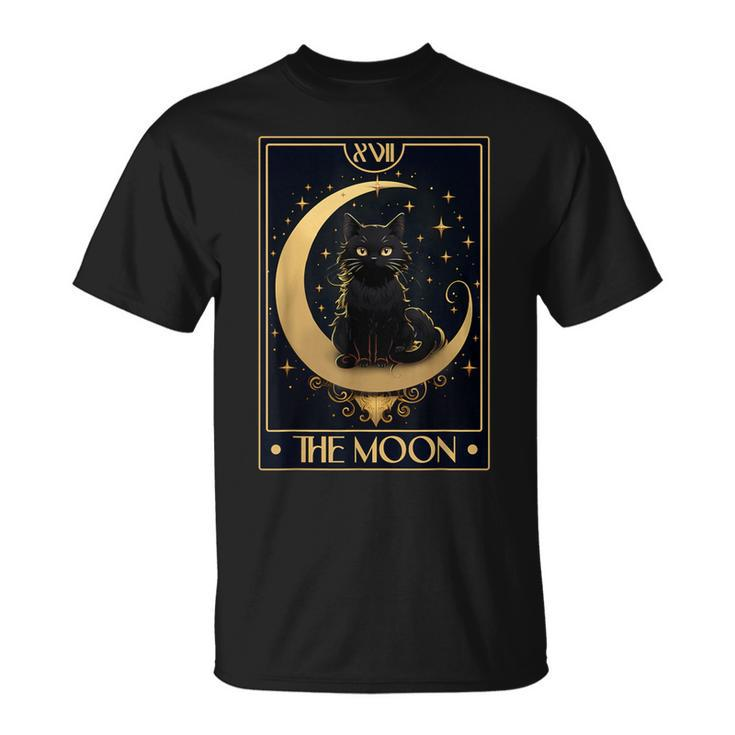 Tarot Card The Crescent Moon Black Cat Gothic Trendy Women T-Shirt