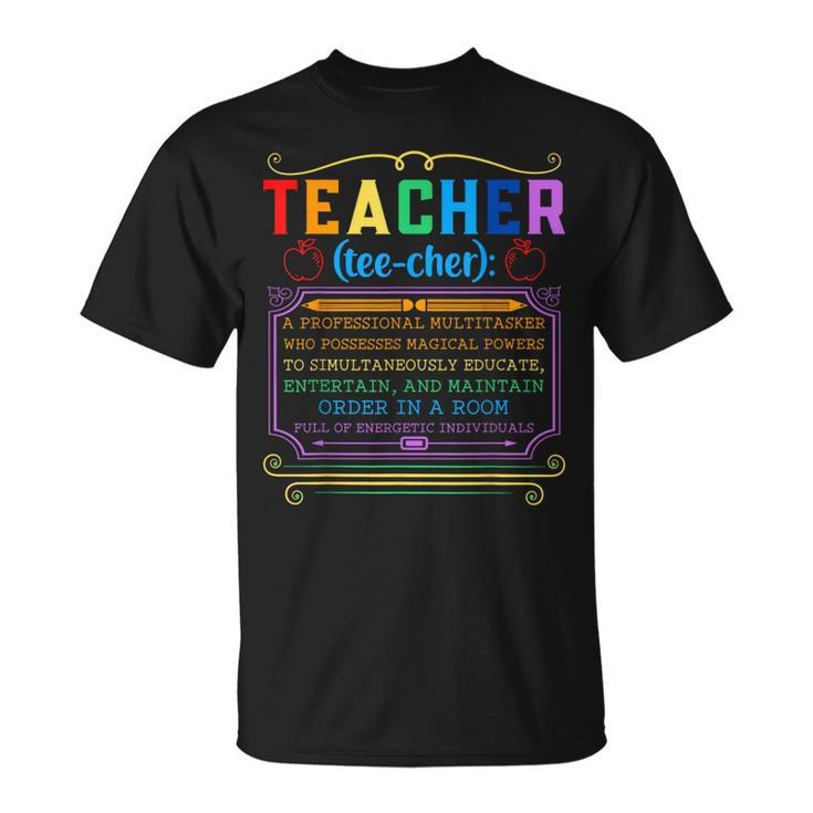 Teacher Definition Teaching School Teacher T-Shirt