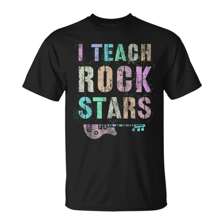 Teachers I Teach Rock Stars Educator Prek Last Day Reading T-Shirt