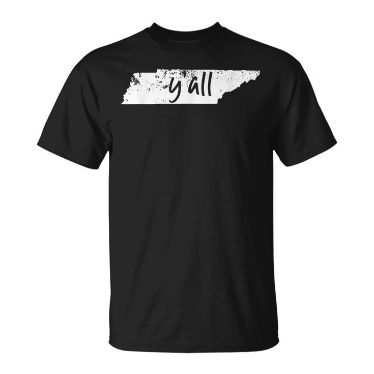 Tennessee State Y'all Tn Pride Map Yall Distressed T-Shirt