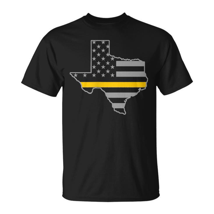 Texas Thin Gold Line Flag Police Operator 911 Dispatcher T-Shirt