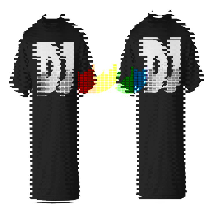 Texto De Dj Con Ecualizador De Coloración Led Para Discjockey Dj Camiseta unisex