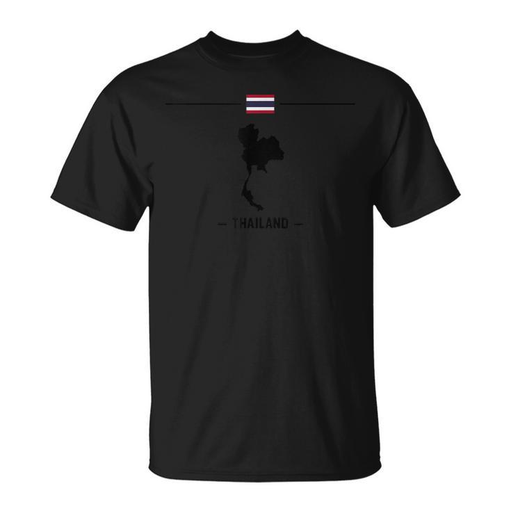 Thailändische Flagge Mit Landkarte Und Name Des Landes Thailand T-Shirt