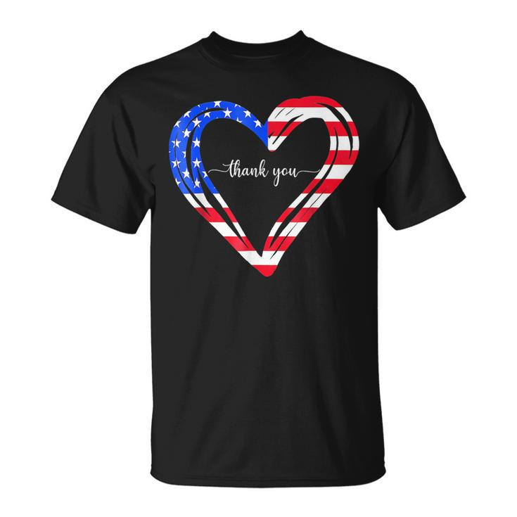 Thank You For Your Services Patriotic Heart Veterans Day T-Shirt