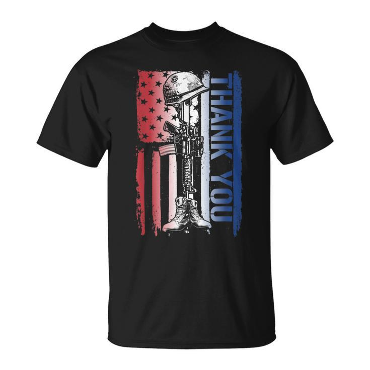 Thank You Veteran's Day American Flag Military Appreciation T-Shirt