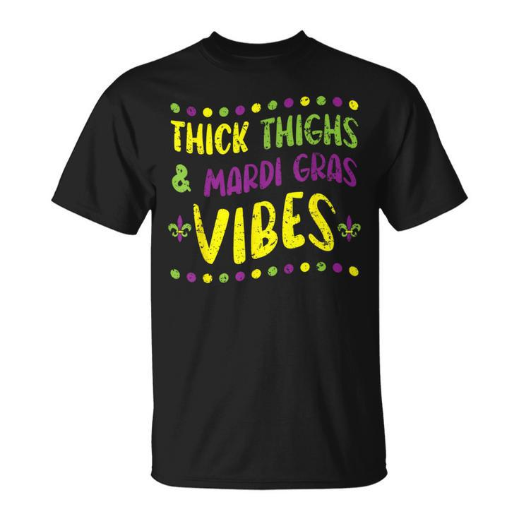 Thick Thighs And Mardi Gras Vibes New Orleans Louisiana T-Shirt